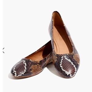 Madewell The Reid Ballet Flat in snakeskin embossed leather Size 8.5